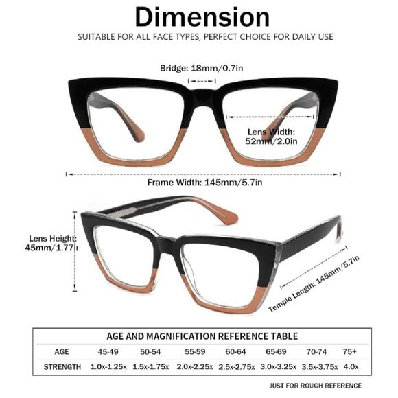 3 Pack Oprah Style Oversized Reading Glasses for Women, Blue Light Blocking Comp - Picture 3 of 4